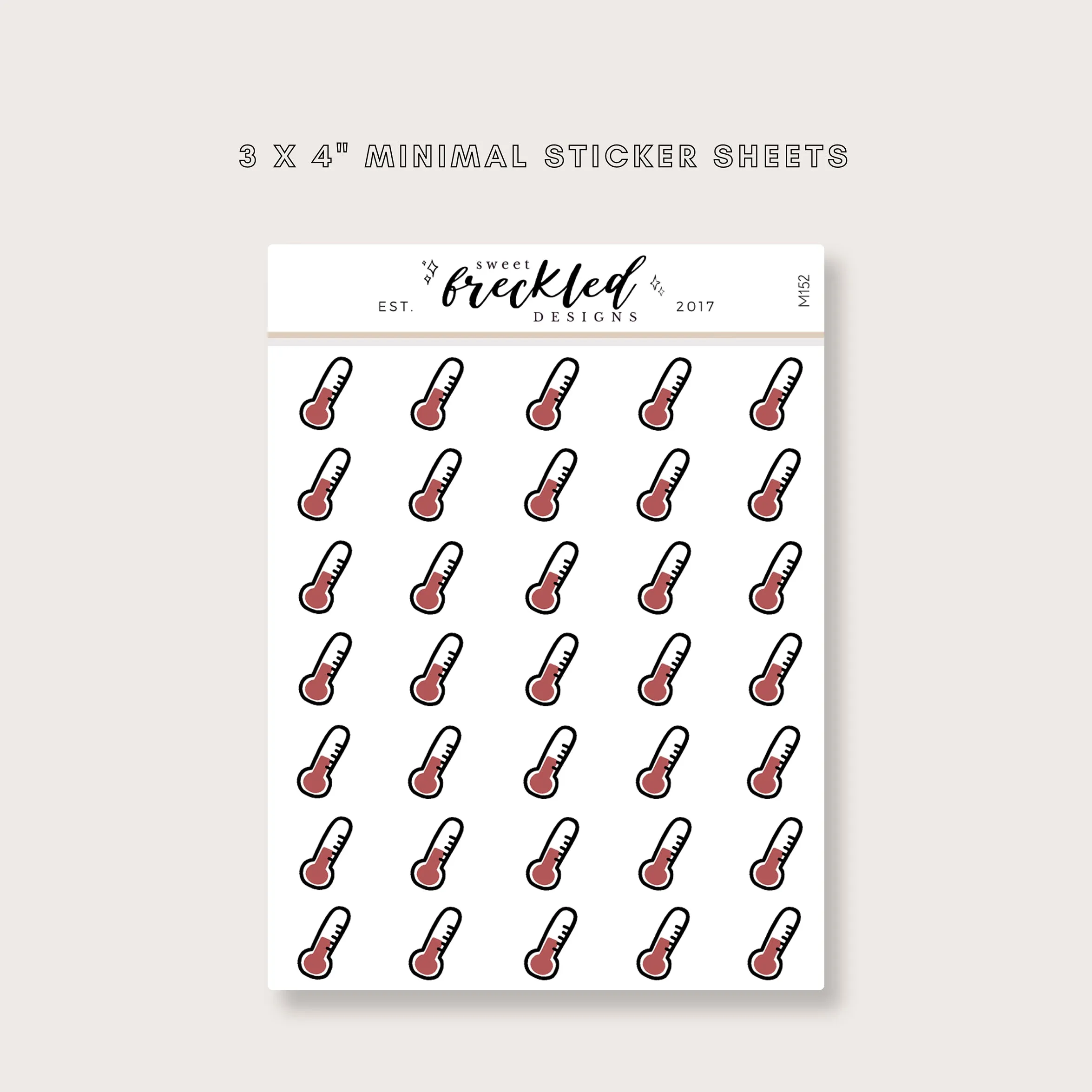 Minimalistic Mini Thermometer Sick Day Stickers