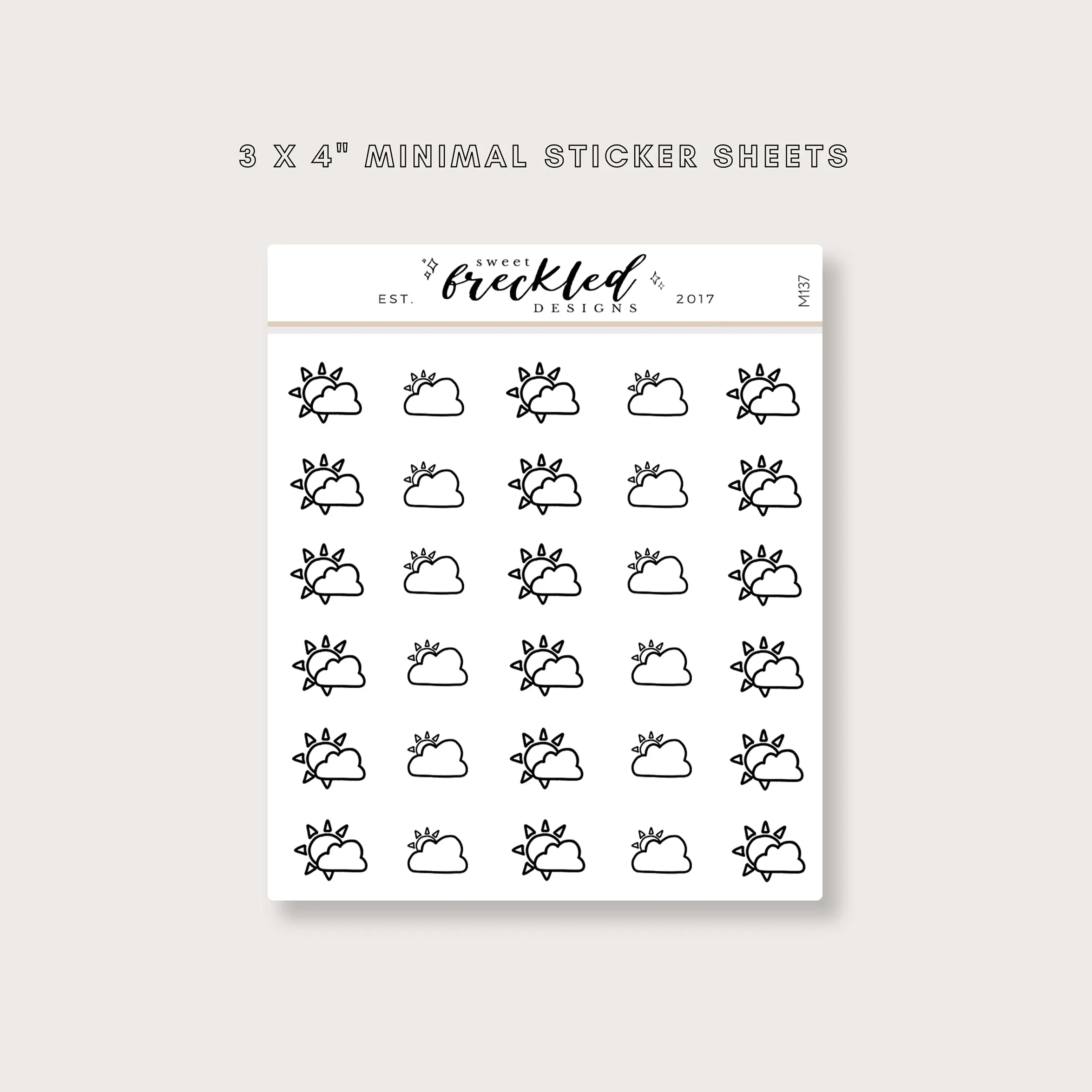 Minimalistic Mini Weather Icon Stickers (6 Variations Available)