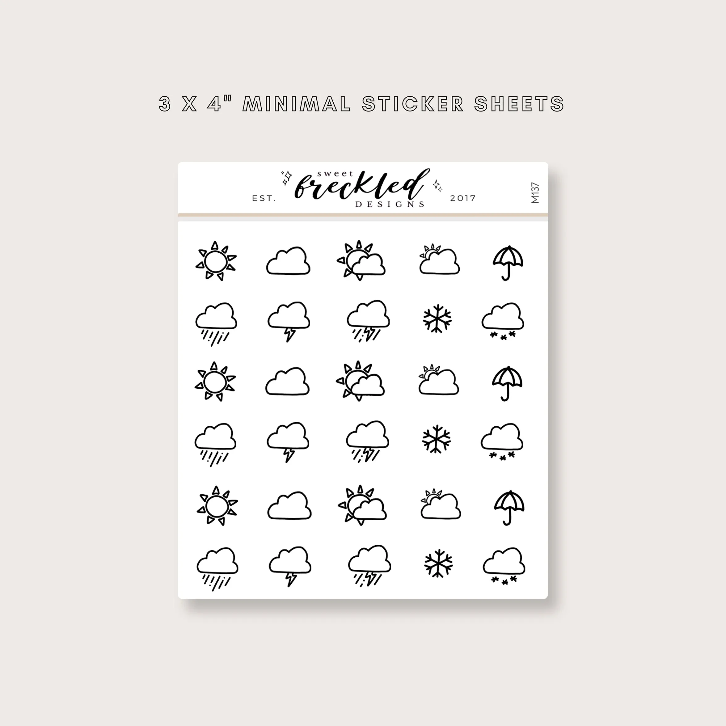 Minimalistic Mini Weather Icon Stickers (6 Variations Available)