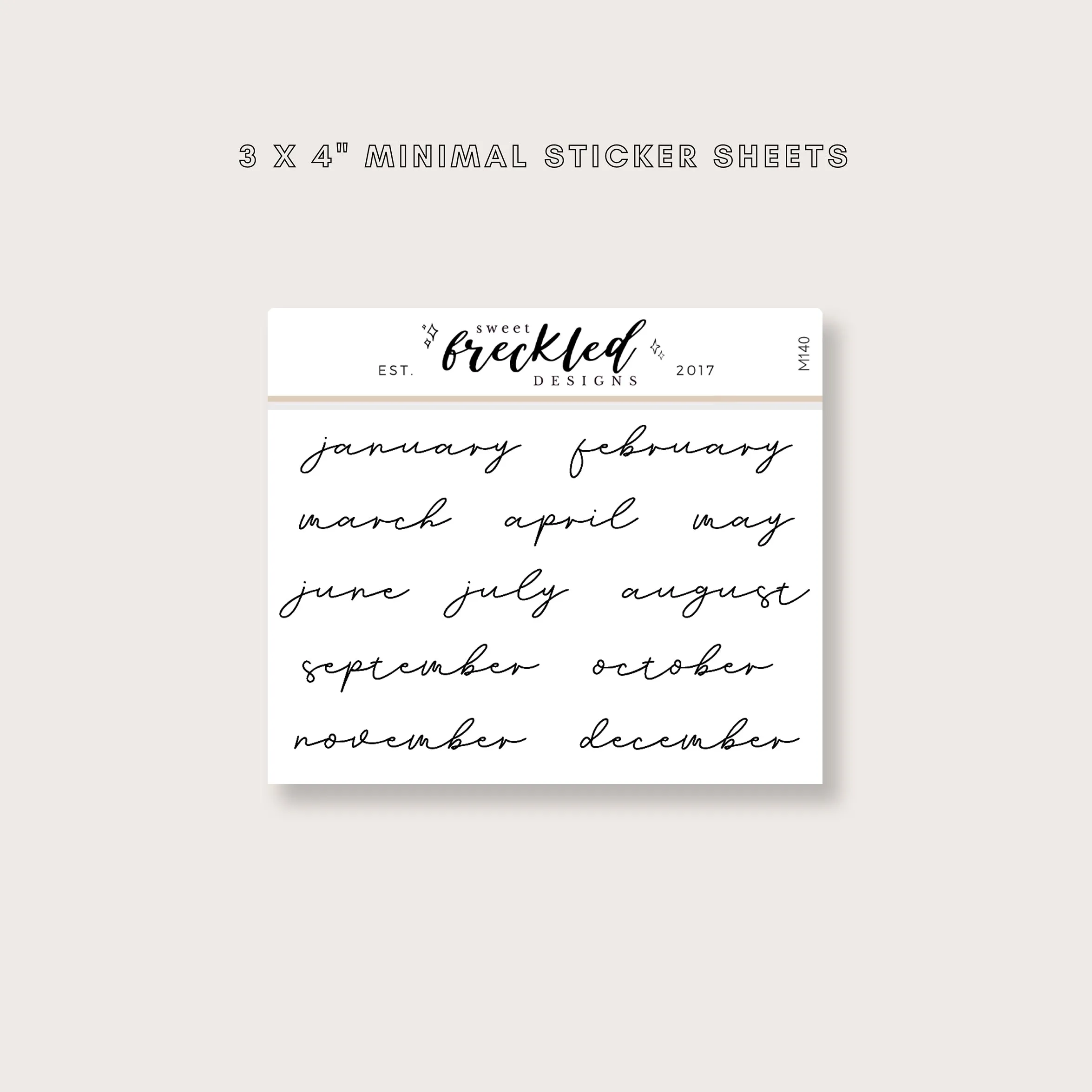Minimalistic Script Months of the Year Stickers