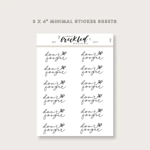 Minimalistic Script "Don't Forget" Stickers