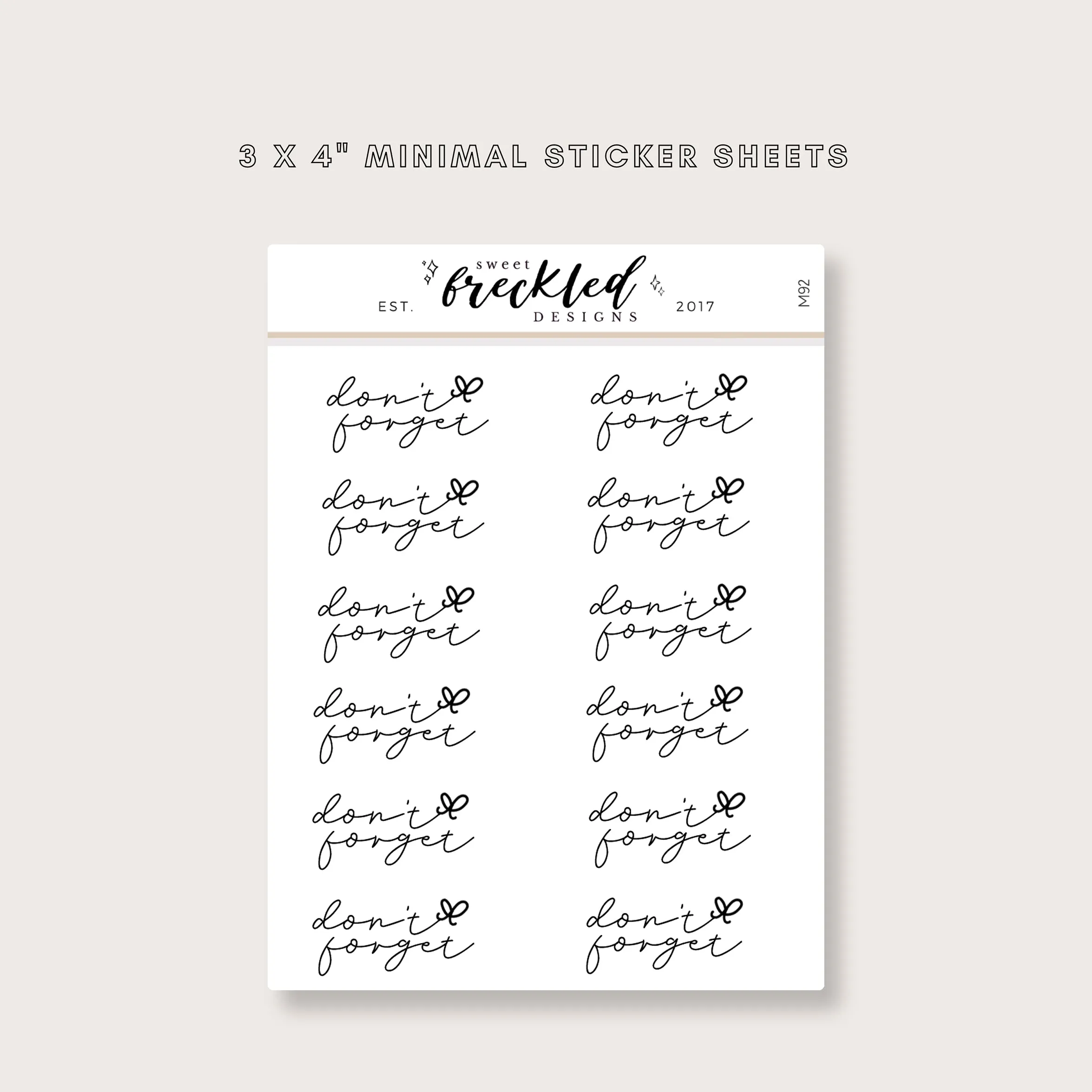 Minimalistic Script "Don't Forget" Stickers