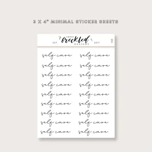 Minimalistic Script "Self Care" Stickers