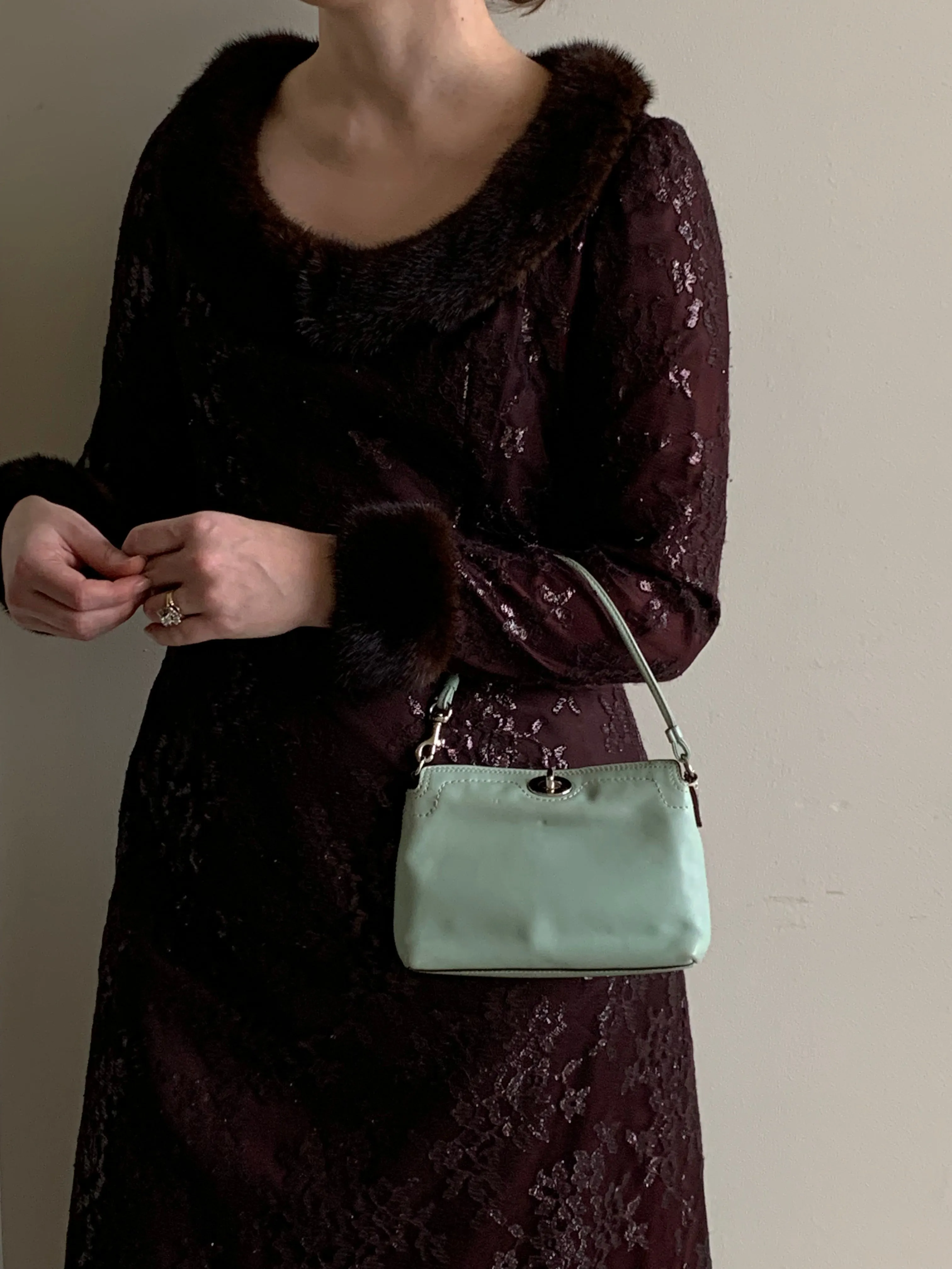 Mint Coach wristlet handbag