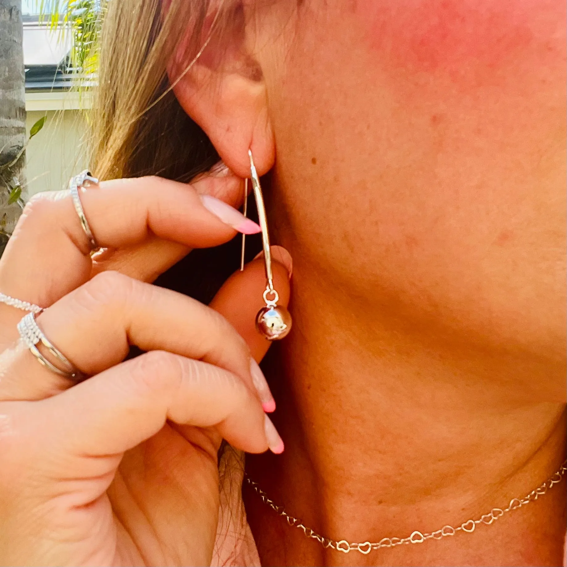 Mirror Ball Round Drop Earrings