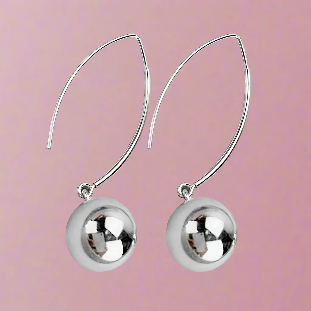 Mirror Ball Round Drop Earrings
