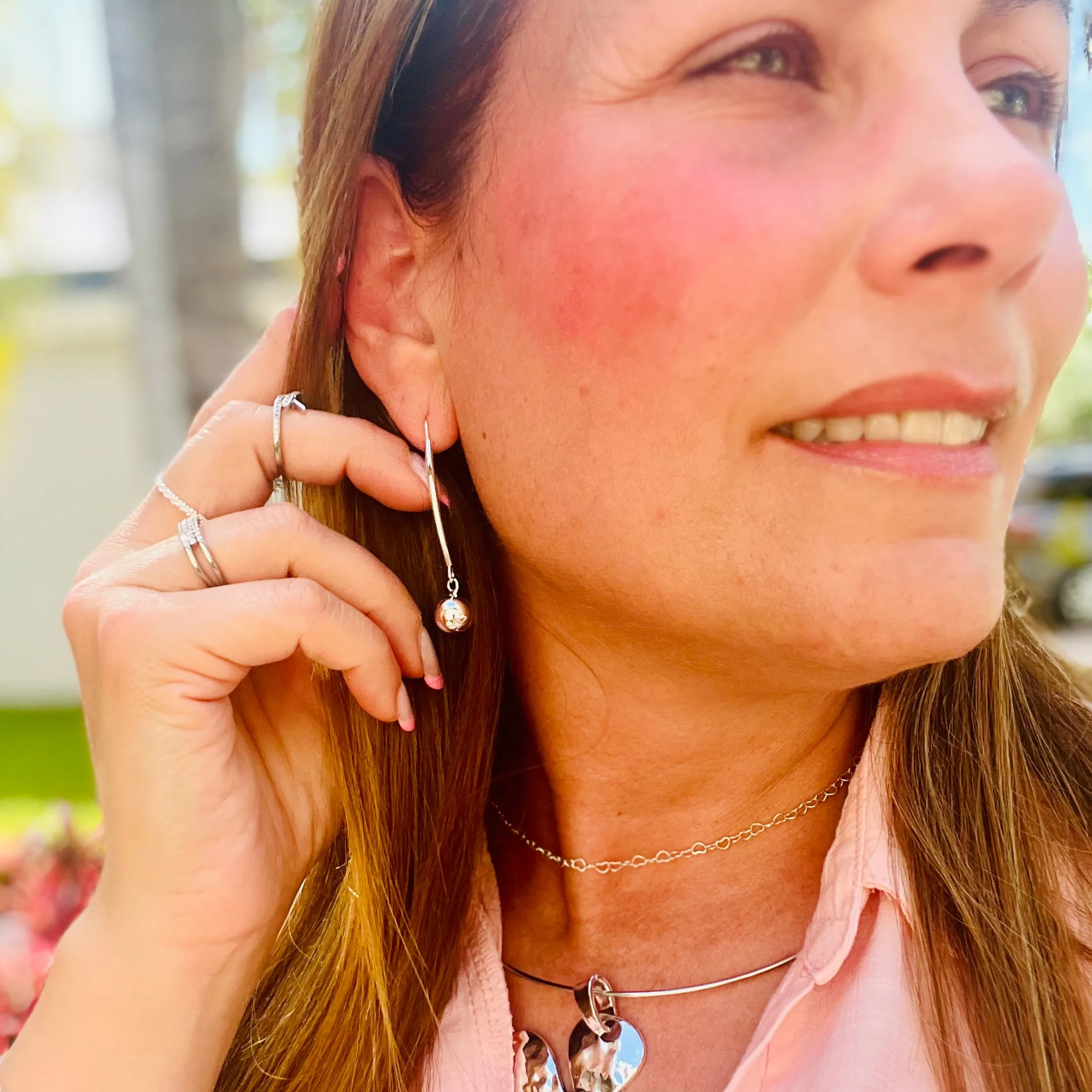 Mirror Ball Round Drop Earrings