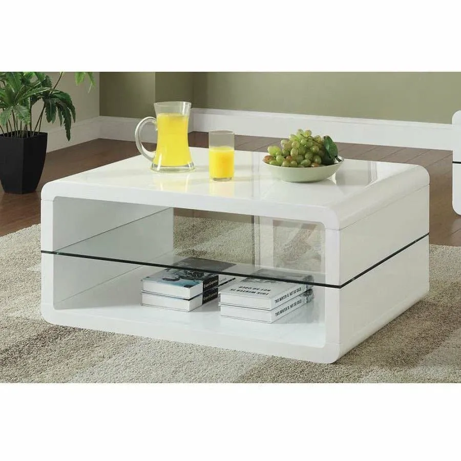 Modern Coffee Table with Glass in White