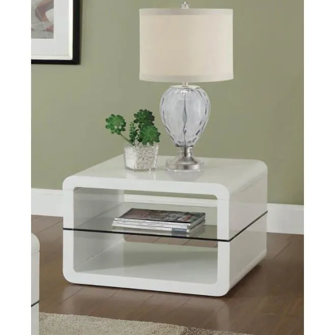 Modern Coffee Table with Glass in White