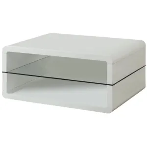 Modern Coffee Table with Glass in White