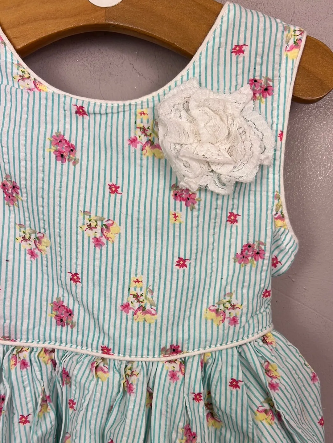 Monsoon aqua floral party dress 12–18m