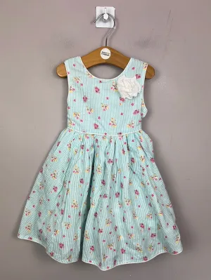 Monsoon aqua floral party dress 12–18m