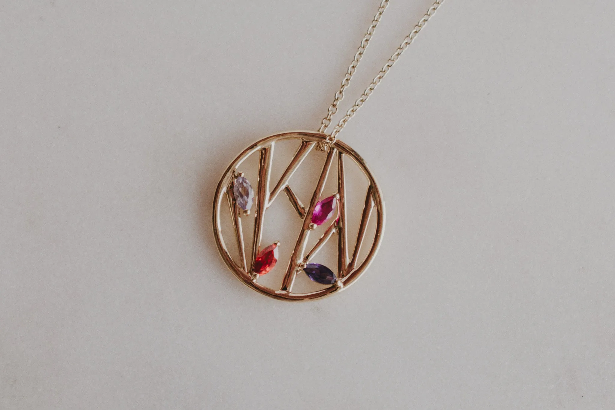 Mothers Modern Birthstone Necklace
