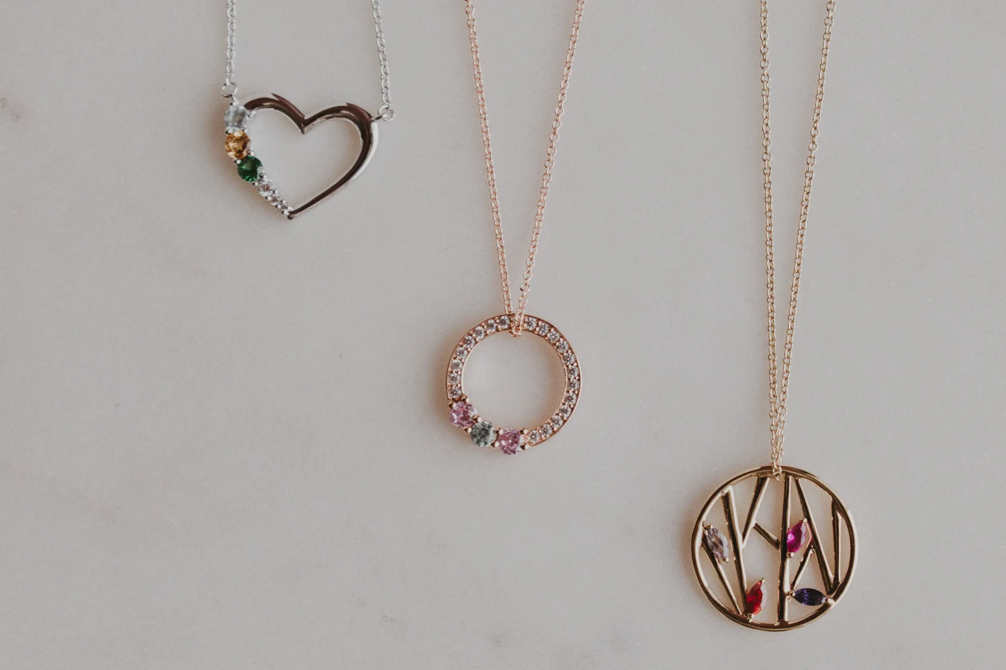Mothers Modern Birthstone Necklace