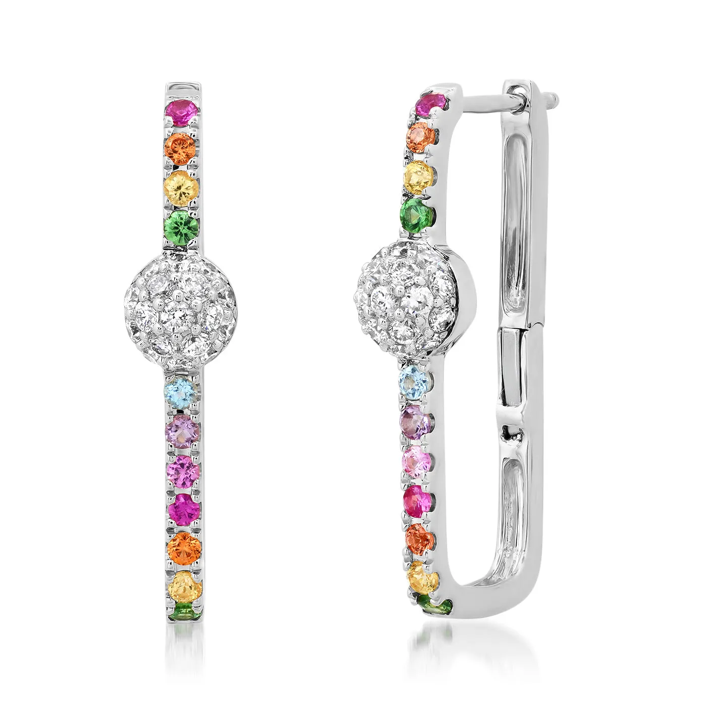 Multi Colored and Diamond Orb Block Hoops
