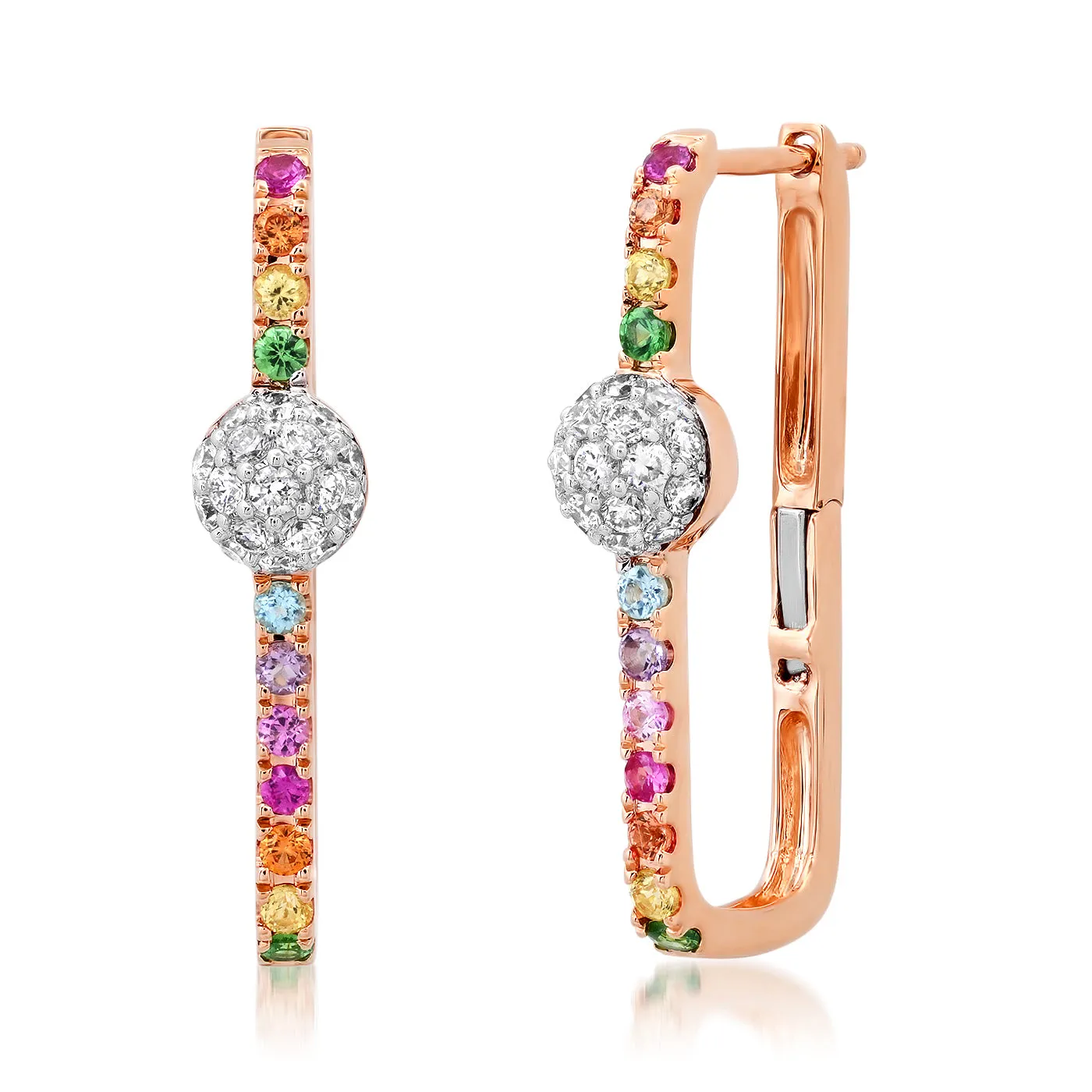 Multi Colored and Diamond Orb Block Hoops