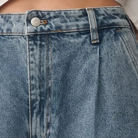 NEW Pilcro High-Rise Pleated Cuff Trouser Jeans Wide Leg Denim