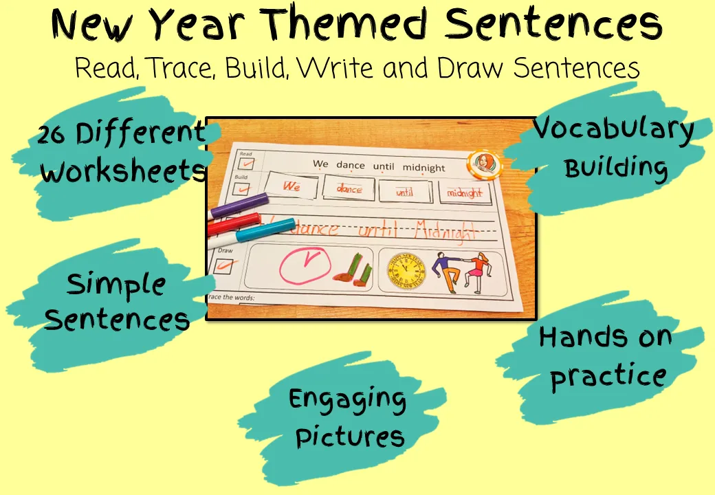 New Year Simple Sentence Building