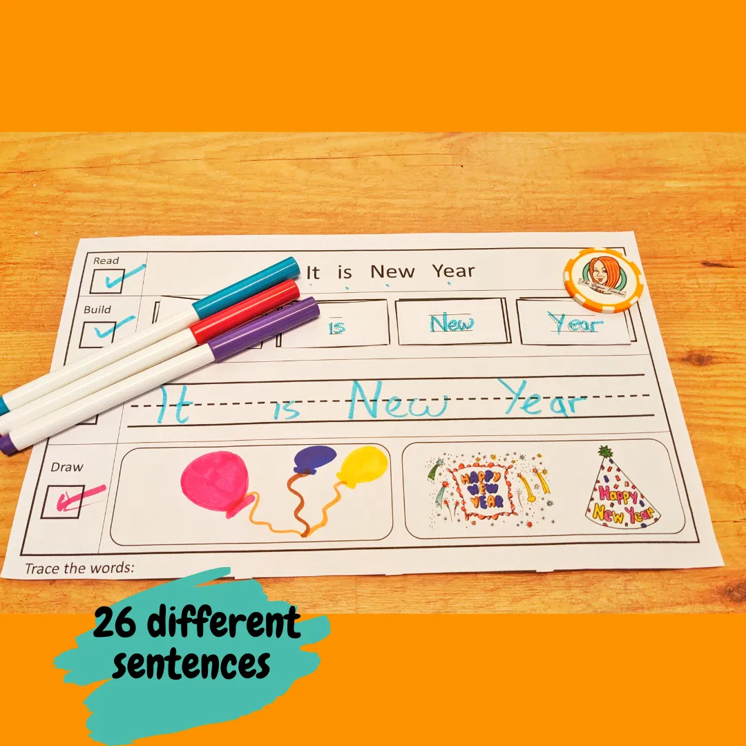 New Year Simple Sentence Building
