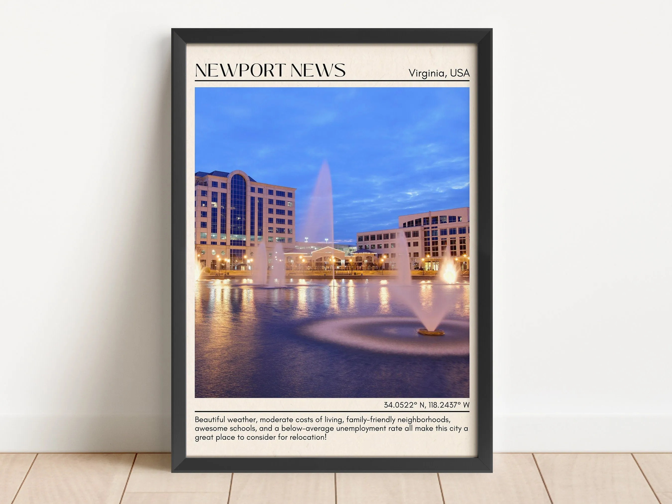 Newport News Minimal Wall Art, Virginia, USA