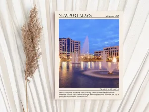 Newport News Minimal Wall Art, Virginia, USA