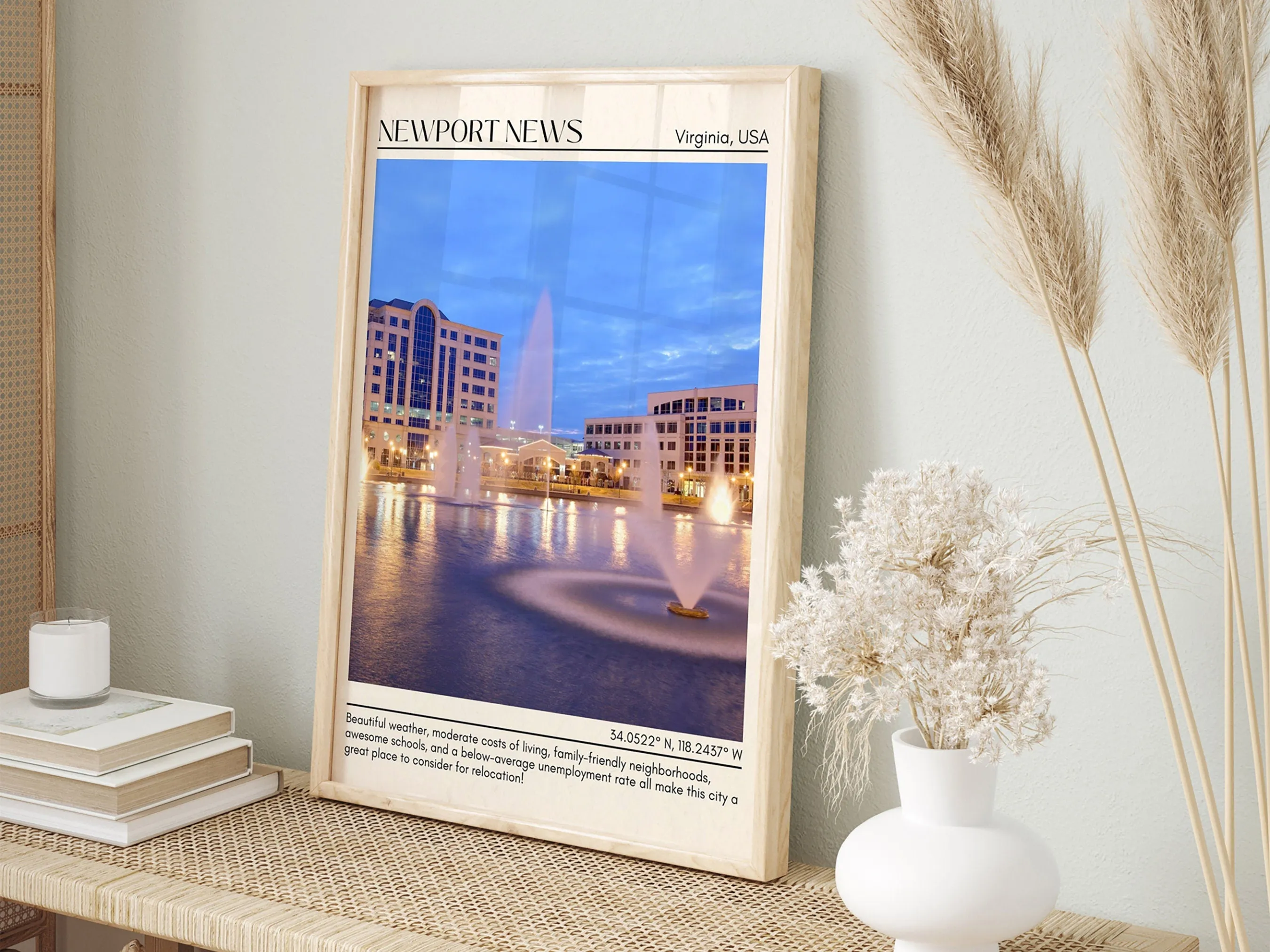 Newport News Minimal Wall Art, Virginia, USA