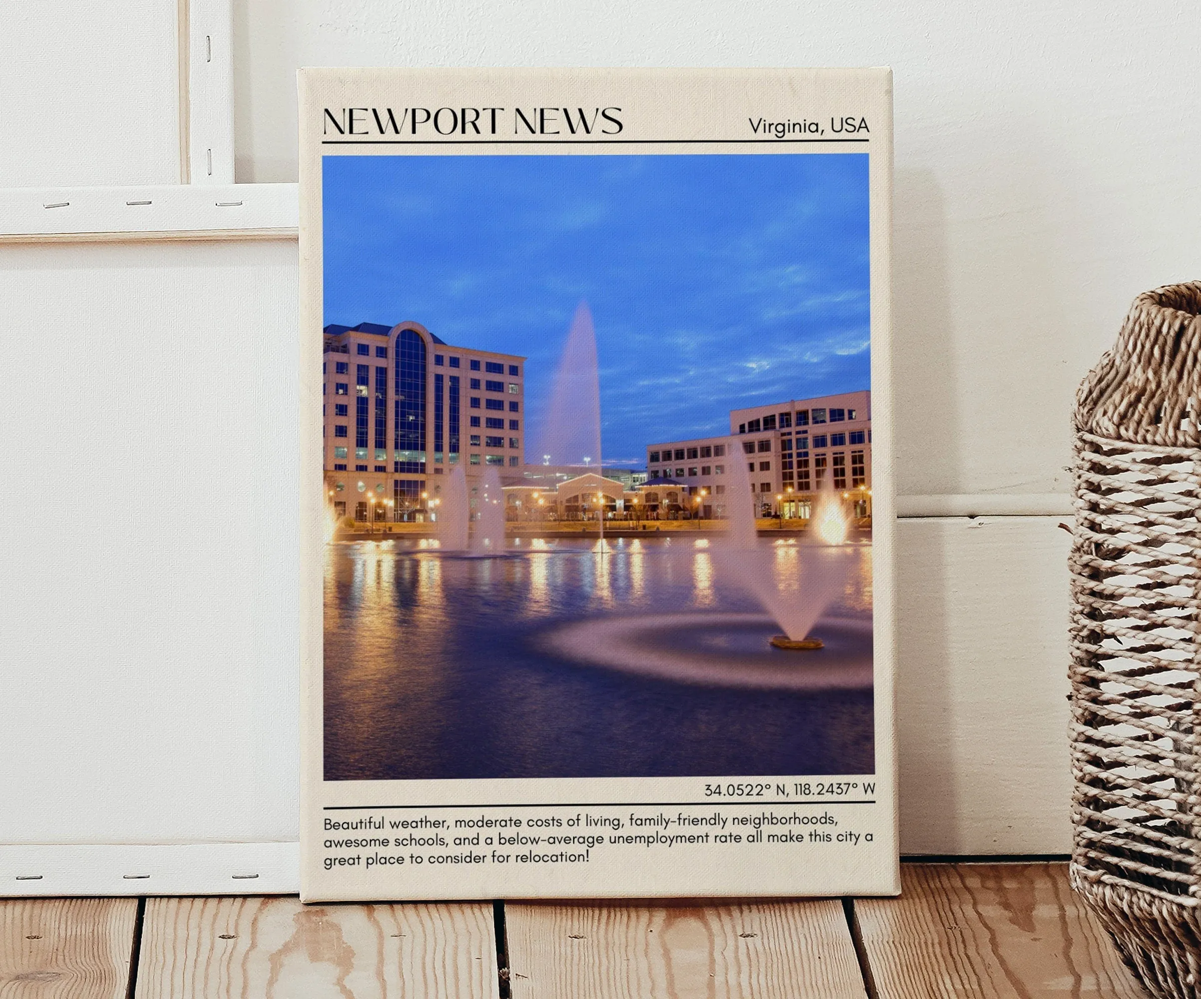 Newport News Minimal Wall Art, Virginia, USA