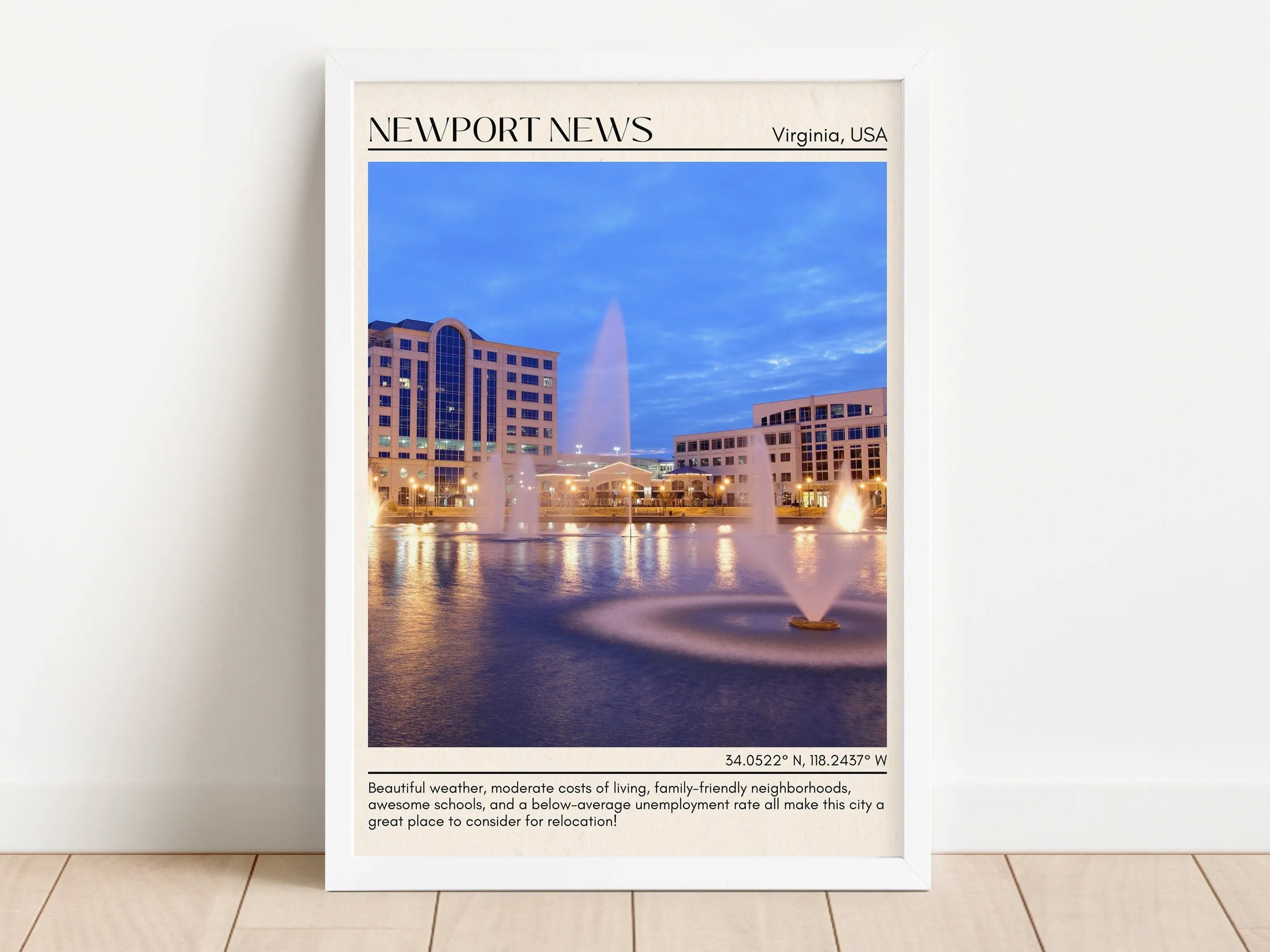 Newport News Minimal Wall Art, Virginia, USA