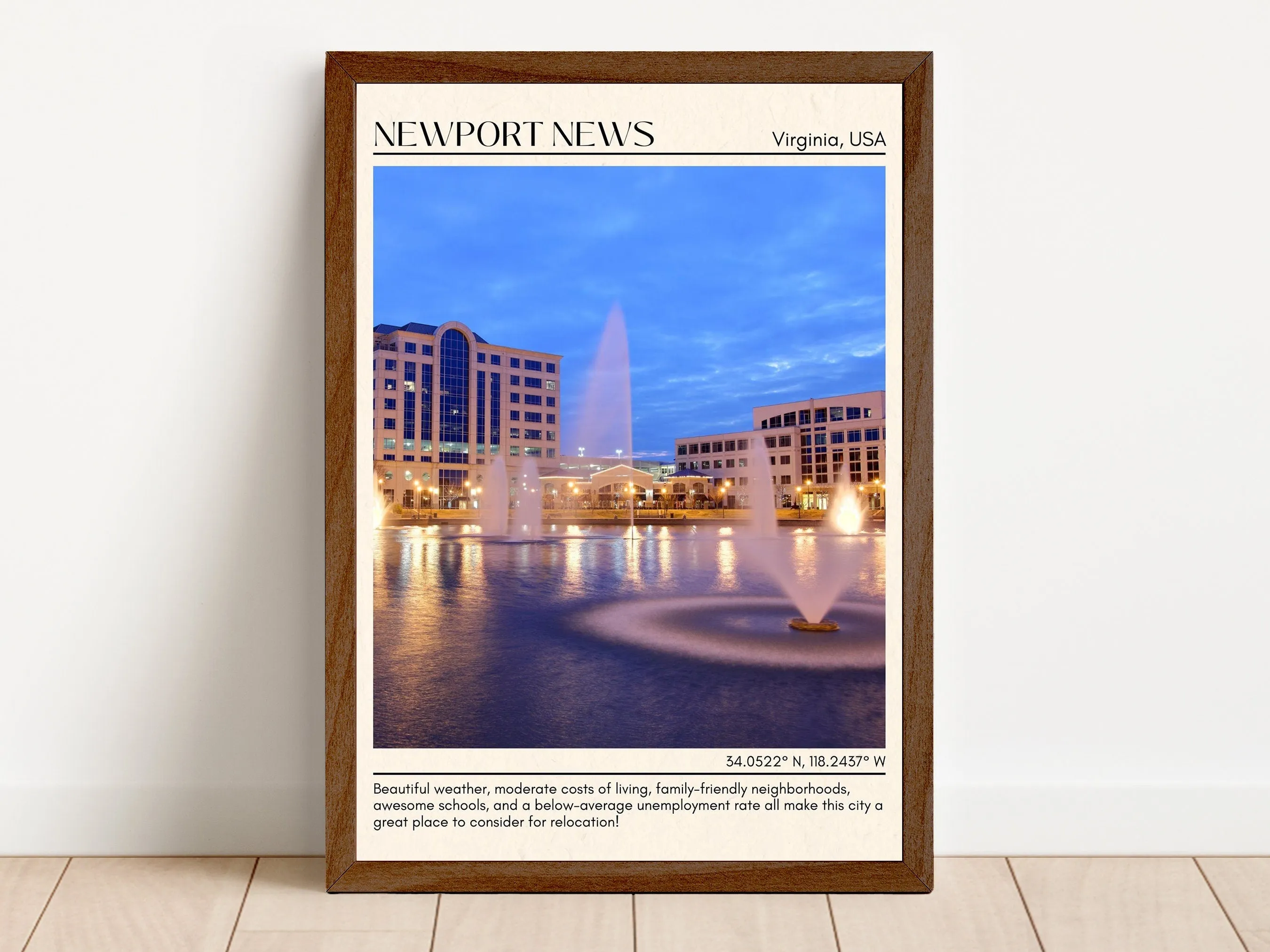 Newport News Minimal Wall Art, Virginia, USA