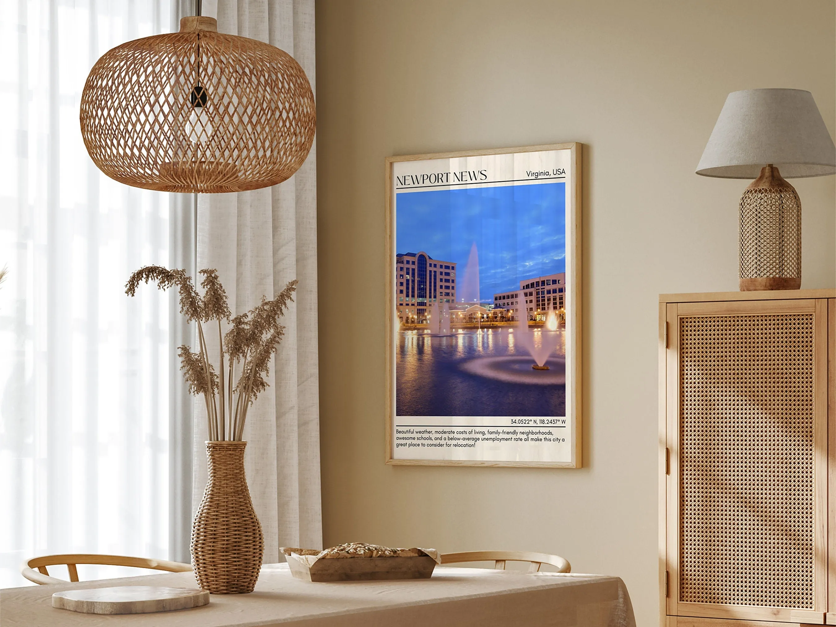 Newport News Minimal Wall Art, Virginia, USA