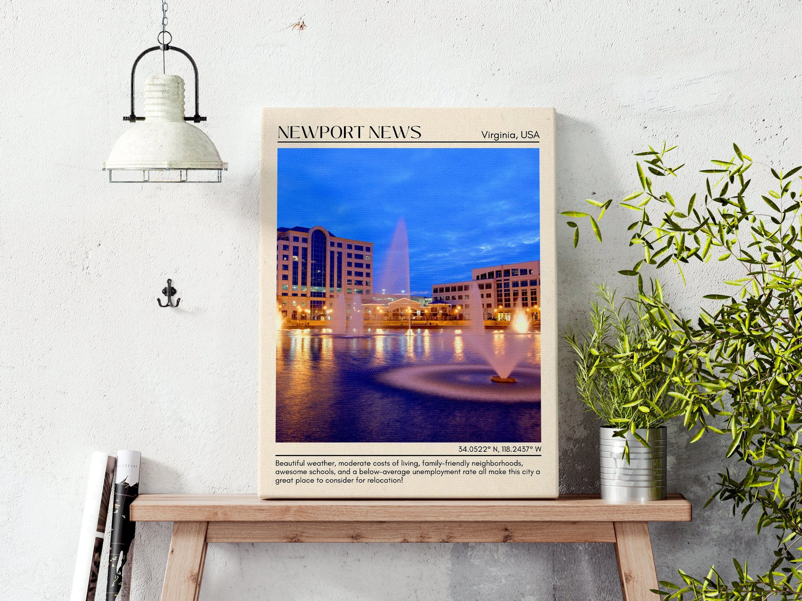 Newport News Minimal Wall Art, Virginia, USA