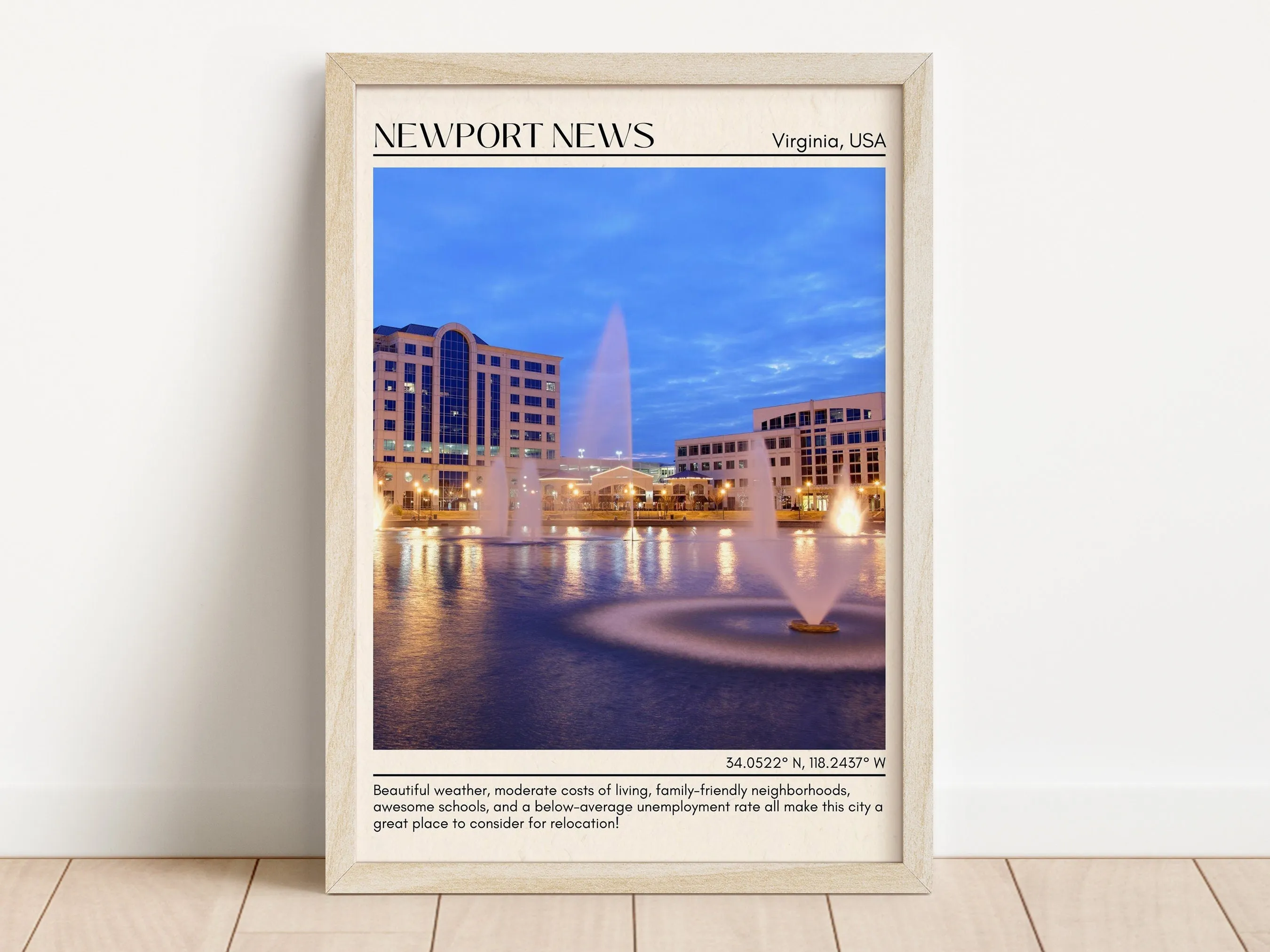 Newport News Minimal Wall Art, Virginia, USA
