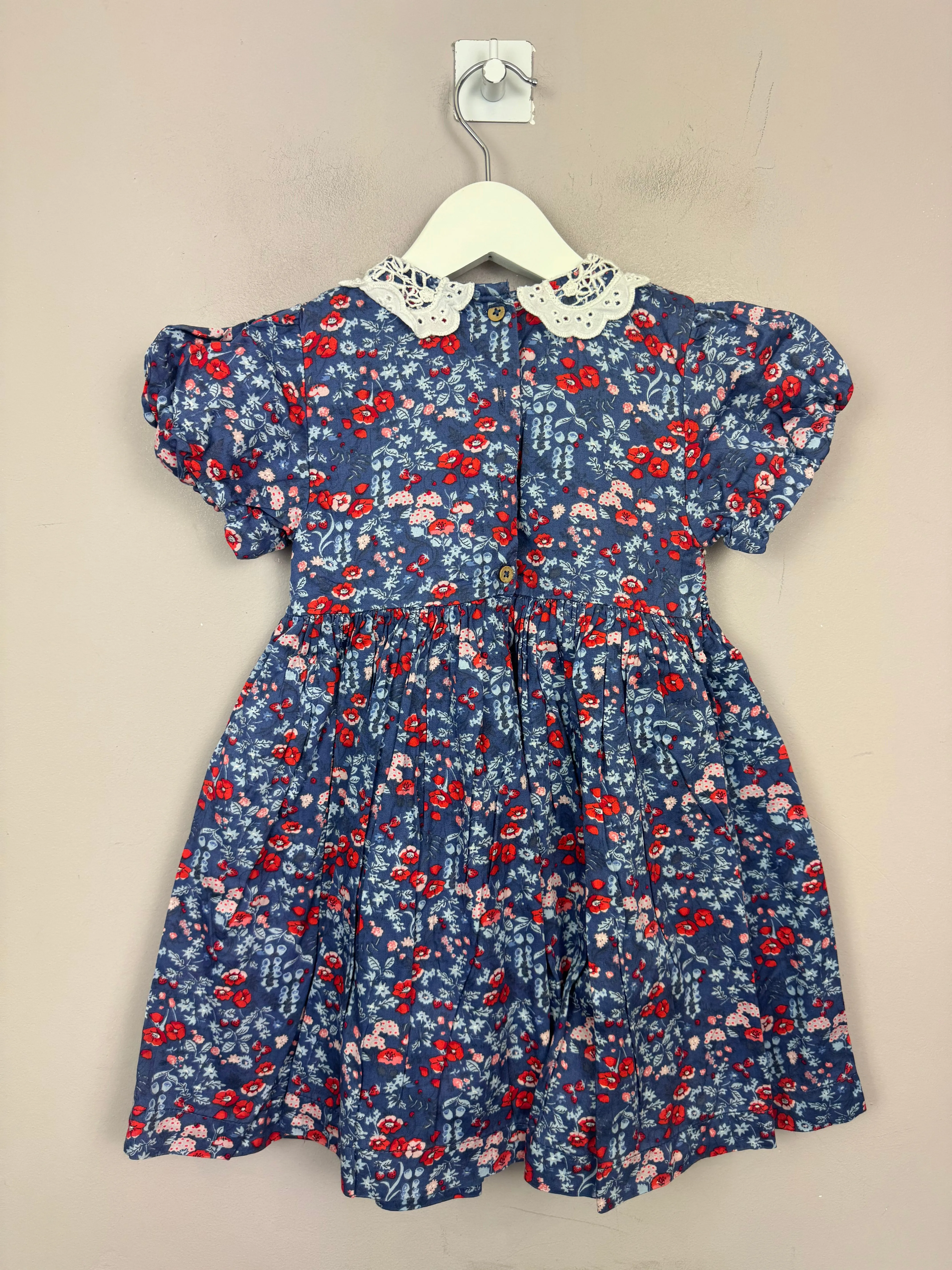 Next Blue Floral Smocked Dress 3-4y
