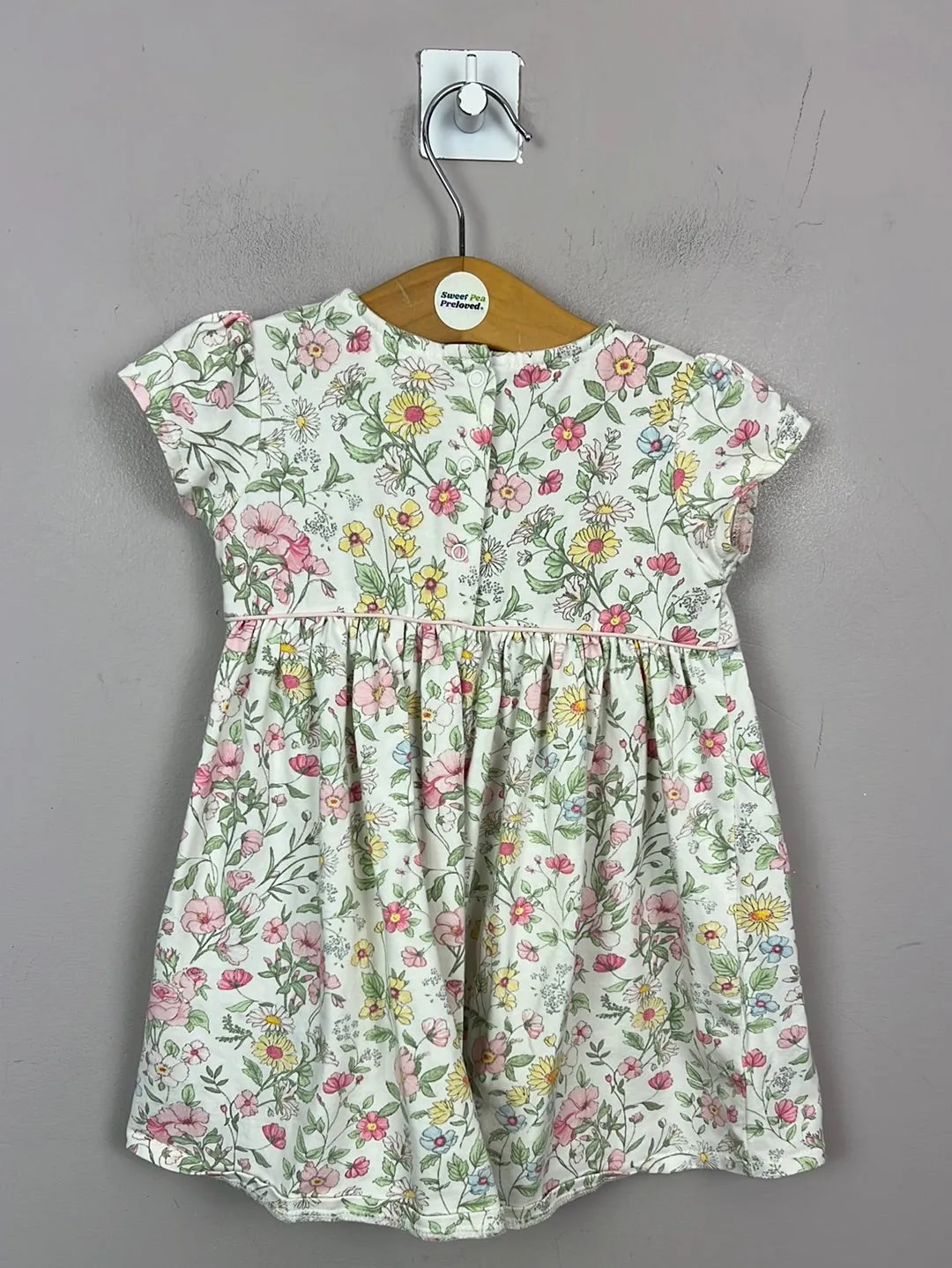 Next Ivory pink Jersey Floral Dress 9-12m