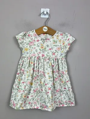 Next Ivory pink Jersey Floral Dress 9-12m