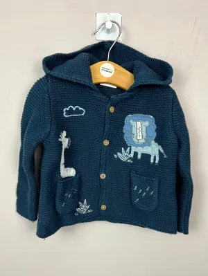 Next Navy Safari hooded cardigan 6-9m