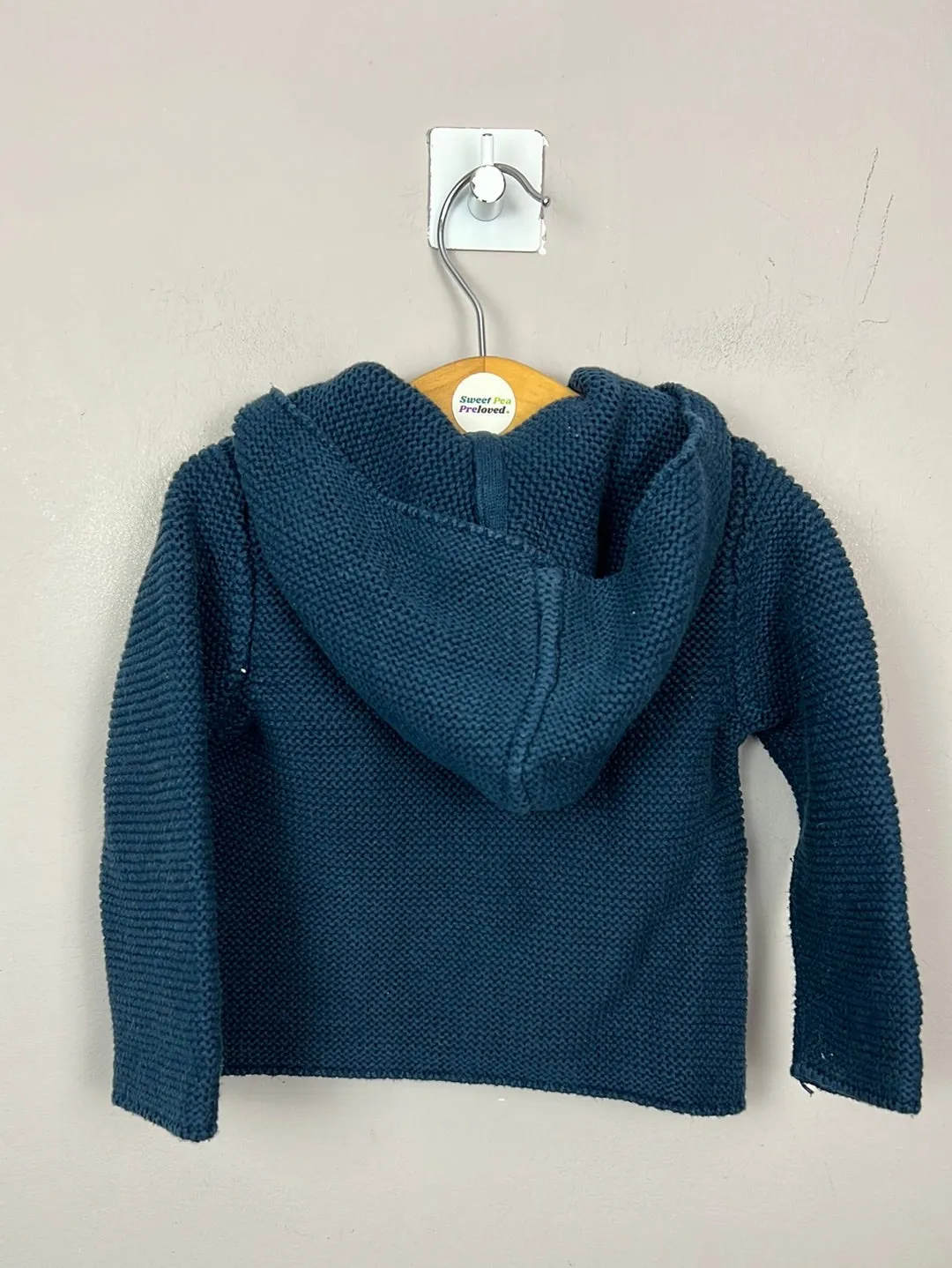 Next Navy Safari hooded cardigan 6-9m