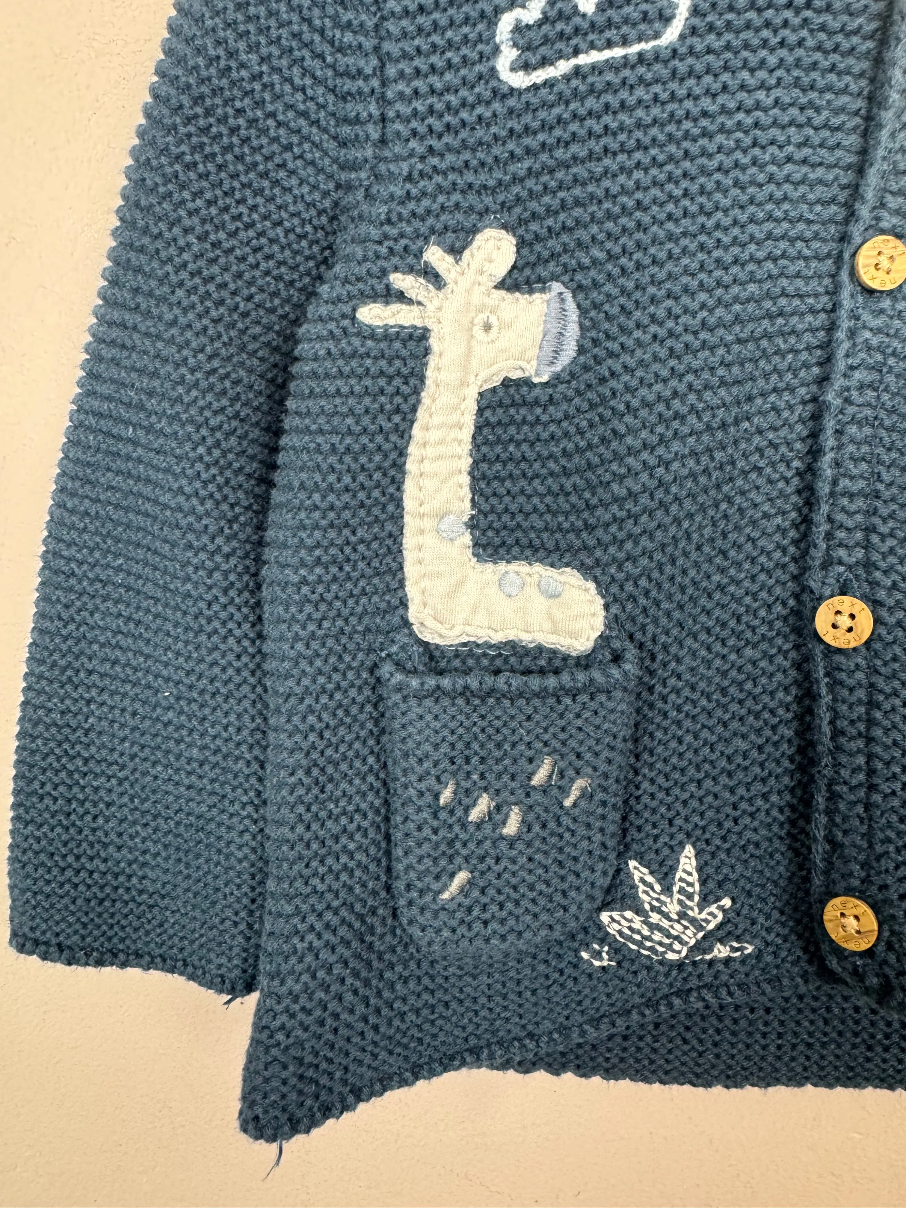 Next Navy Safari hooded cardigan 6-9m