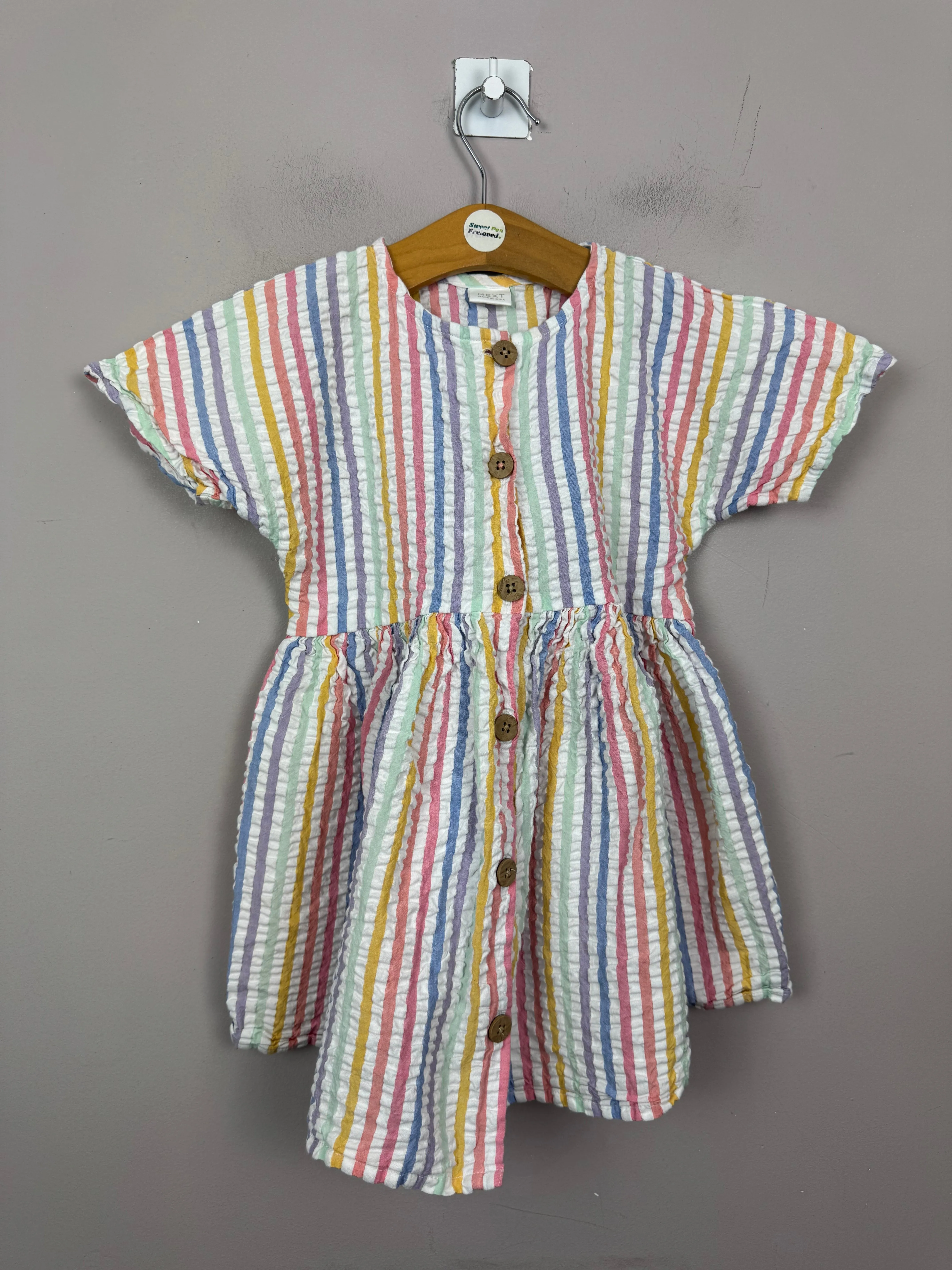 Next rainbow stripe seersucker dress 2-3y