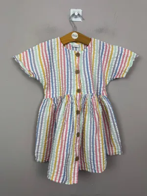 Next rainbow stripe seersucker dress 2-3y