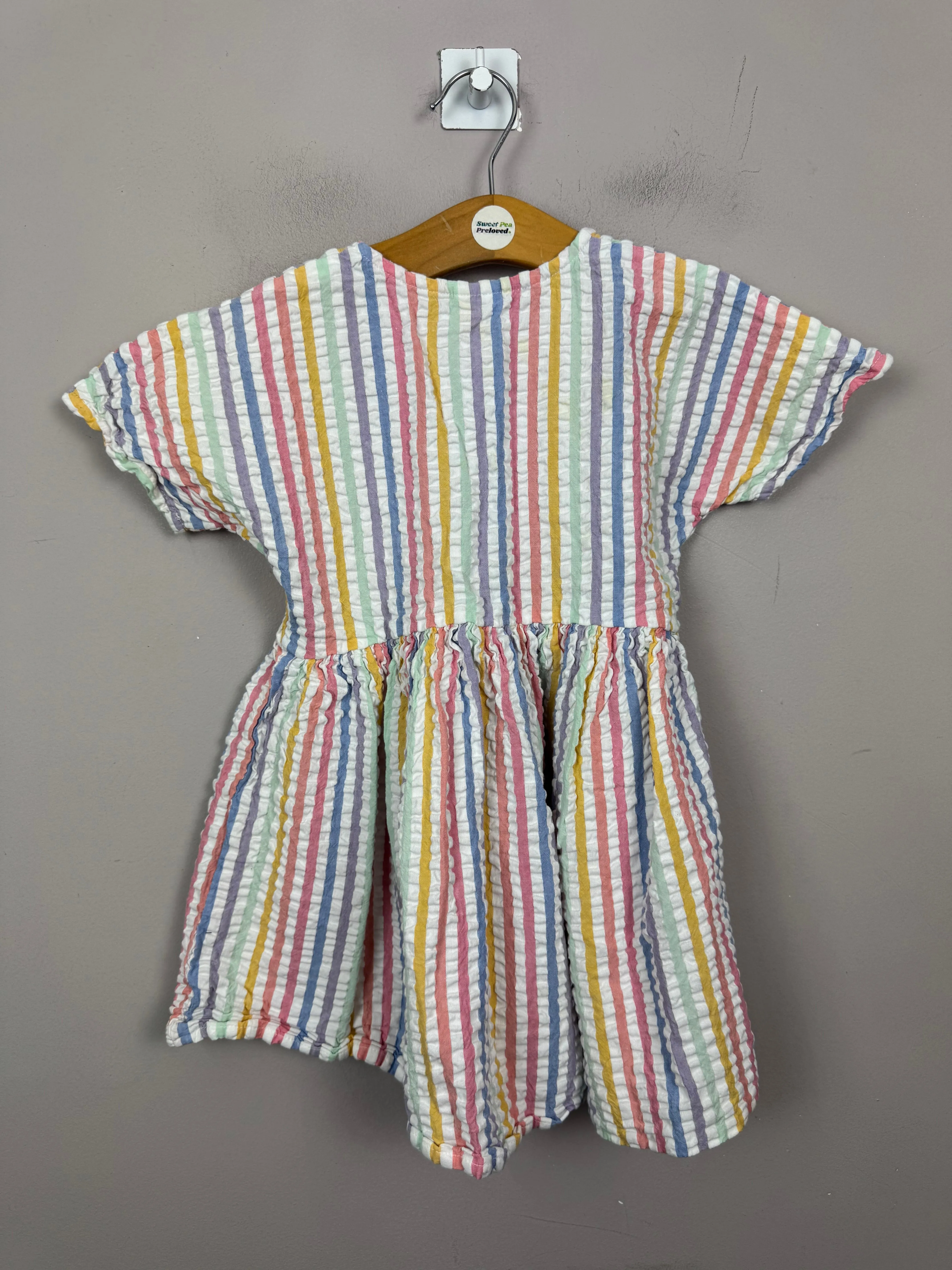 Next rainbow stripe seersucker dress 2-3y