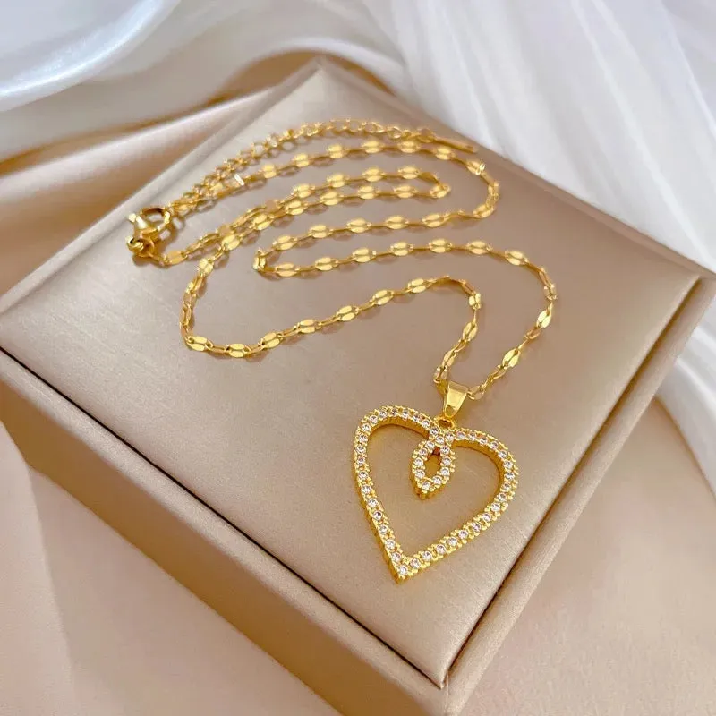 Open Heart Zircon Necklace