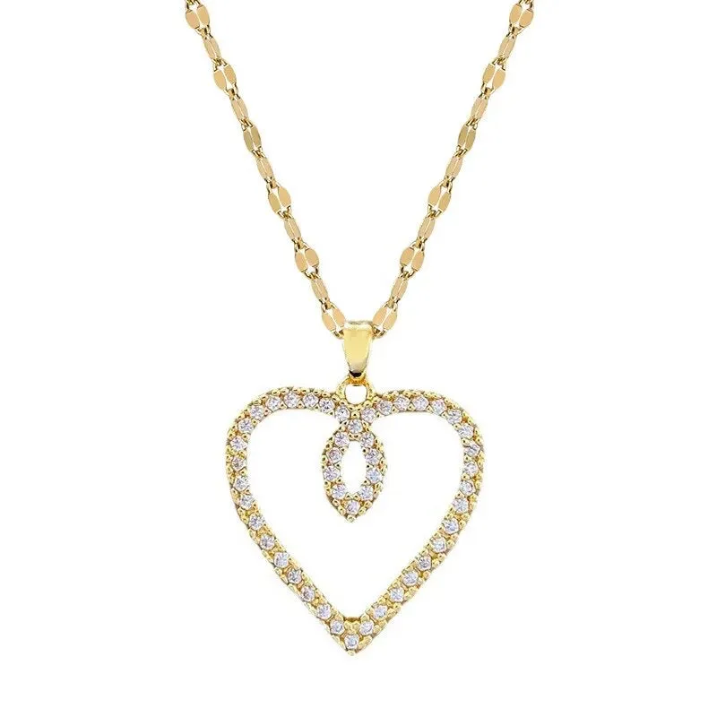 Open Heart Zircon Necklace