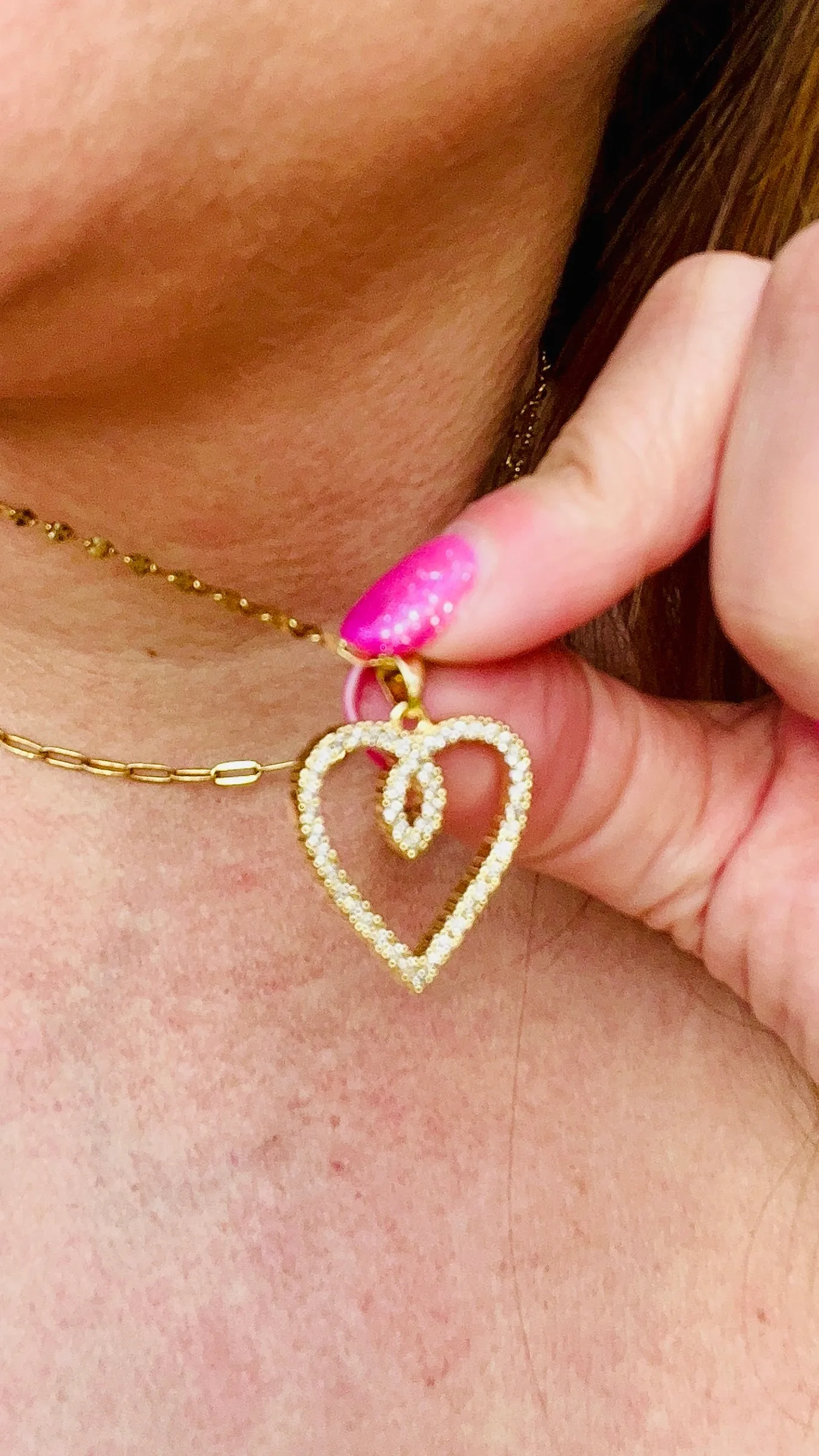 Open Heart Zircon Necklace