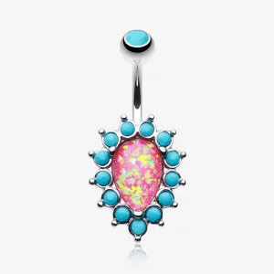 Opulent Opal Turquoise Belly Button Ring