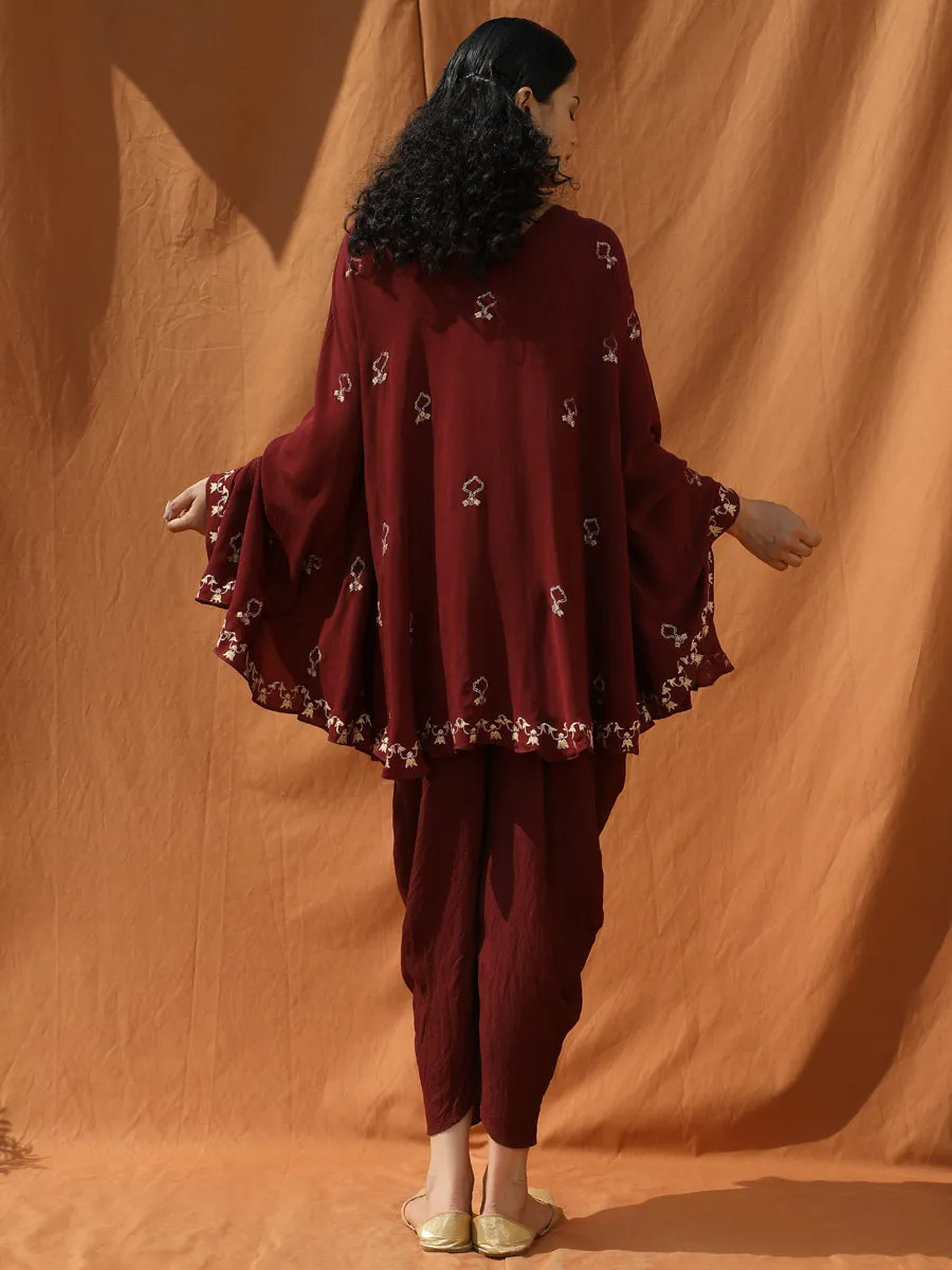 Opulent Poncho with Drape Dhoti Pants