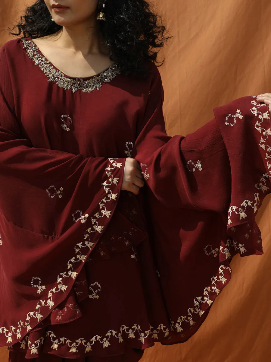 Opulent Poncho with Drape Dhoti Pants