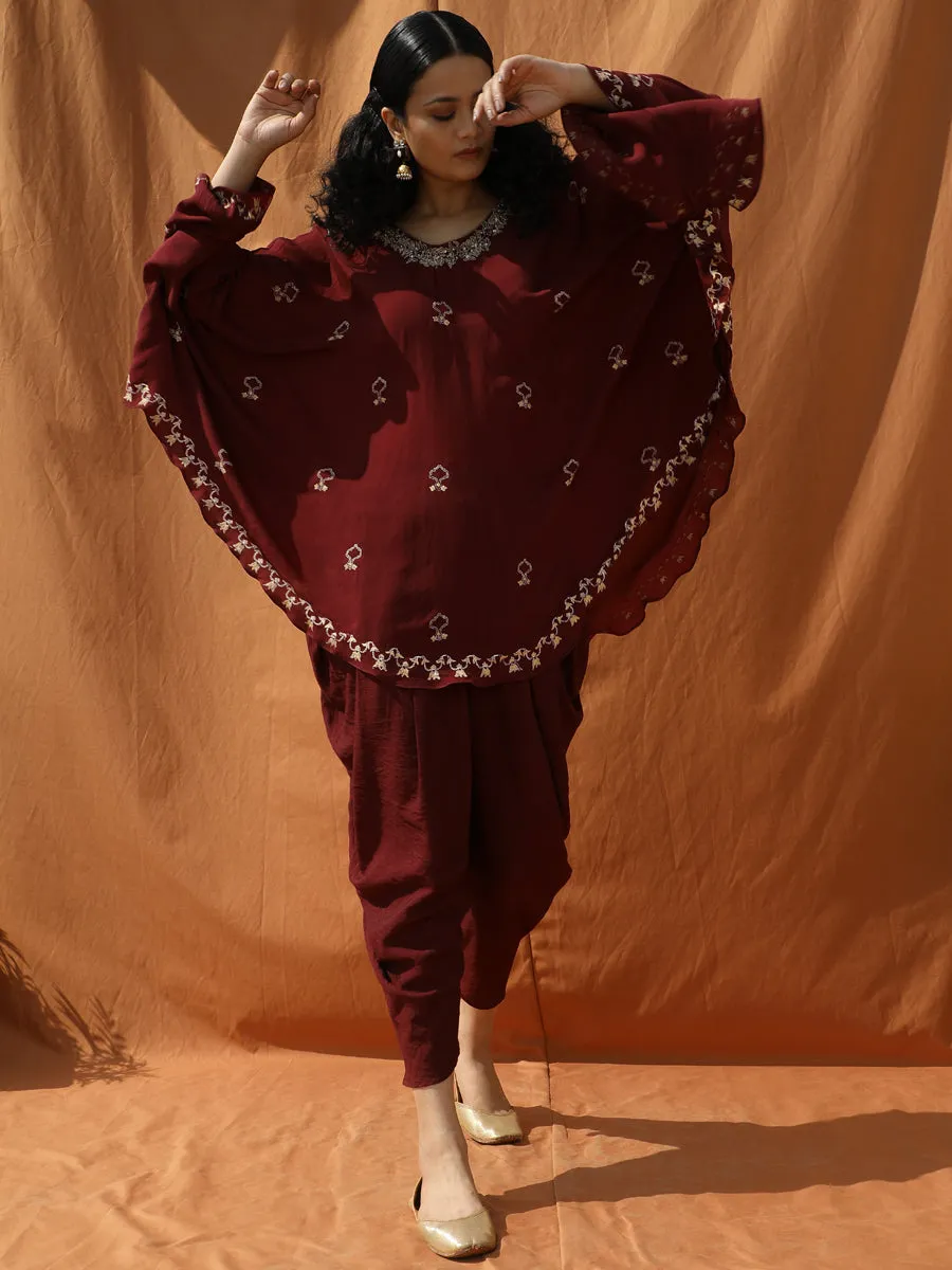 Opulent Poncho with Drape Dhoti Pants