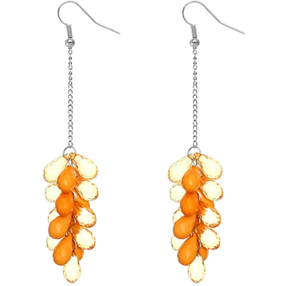 Orange Beaded Layer Drop Chain Earrings