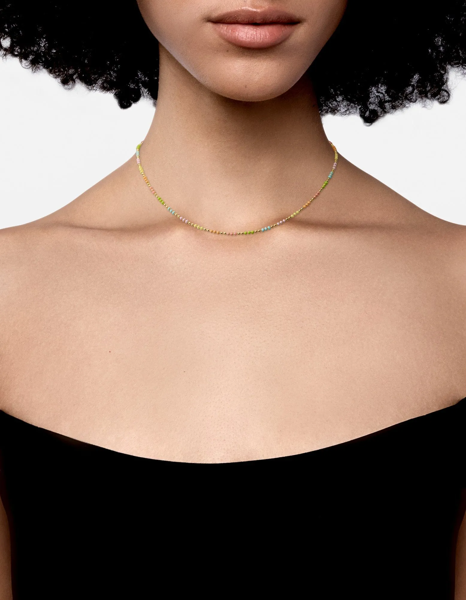 Orb 1.5mm Chain Choker, Gold Vermeil/Pastel